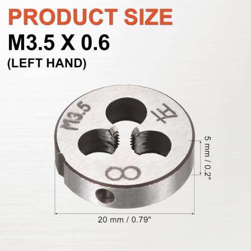 M3.5 x 0.6 Round Threading Die Left Hand Alloy Steel - size: M3.5 x 0.6