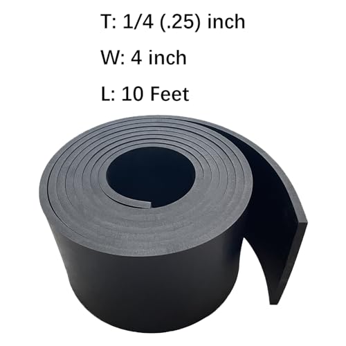 Thick Neoprene Rubber Strip Rolls 1/4 (.25)" Thick X 4" Wide X 10'Long - size: 4"X10'X1/4"