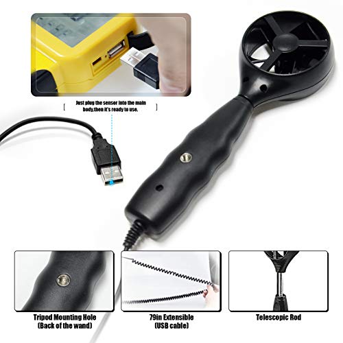 Replacement Wind Sensor Wand for BTMETER BT-856A BT-846A Pro HVAC Anemometer - (Sensor Vane ONLY, Anemometer NOT Included) - color: Replacement Vane Sensor