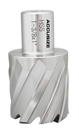 Accusize HSS Annular Cutter 1-3/8 x 1 in Cutting Depth, 3/4" Weldon Shank - size: Dia of Cut: 1-3/8 in., 3/4 in. Weldon Shank