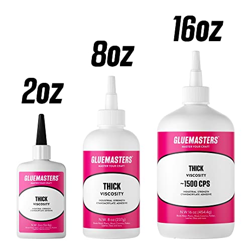 Professional Grade Cyanoacrylate (CA) Super Glue by GLUE MASTERS - 56 Grams - Thick Viscosity Adhesive for Plastic, Wood & DIY Crafts - style: 2OZ THICK VISCOSITY