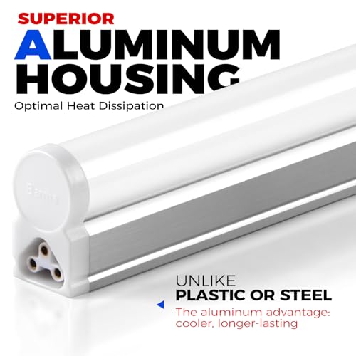 Barrina 6 Pack LED T5 Integrated Single Fixture 1FT, 600lm, 5W, 6500K - color: 6500k Super Bright White, size: 1 Foot