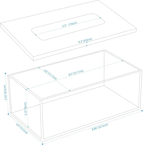 SANRUI Acrylic Tissue Box Cover with 8mm Top Lid Rectangle Tissue Holder - color: Clear+black