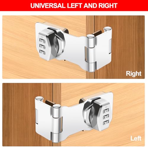 1 Pack Password Rotary Hasp Locks, Collapsible Solid 304 Stainless Steel - color: 1 Pack(Combination Lock) White