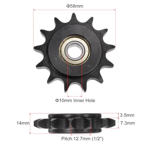 uxcell 2pcs DIN(ISO) 08B Roller Chain Idler Sprocket 10mm Bore 1/2" Pitch