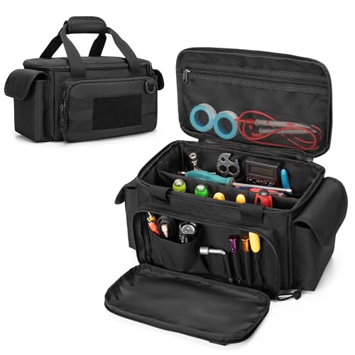 Rexmica Small Tool Bag Tool Storage Organizer Tactical Range Bag, Black - color: Black
