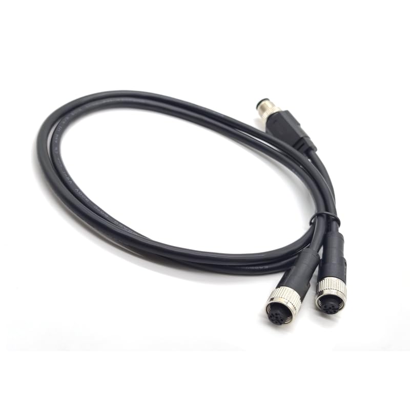 M12 5 Pins Connector Cable, Male to Dual Female Circular Connector Molding Cable A Code Straight Industrial Molded Cable IP67 Waterproof Unshielded PVC Cable 60V 4A AC/DC 5Meter(16.4ft) - size: 16.4ft