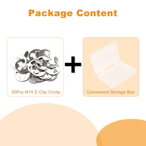20Pcs M15 E-Clip Circlip, 304 Stainless Steel Snap Rings - color: Silver, size: M15