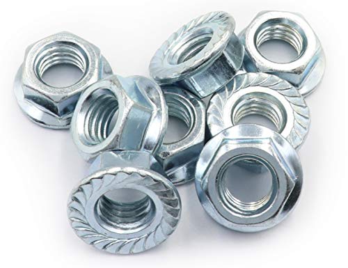 LBY 15pcs Hex Flange Nut, 1/2-13 Thread Serrated Flange Hex Lock Nuts, Carbon Steel, Galvanized, Silver