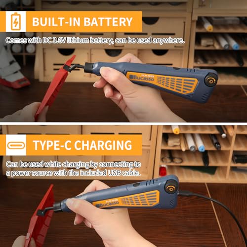 Cordless Pen Sander, Variable Speed and USB Charging with LED Light, Multi-Purpose Power Tool for Sanding, Polishing, Finishing, DIY Crafts, Blue - color: Blue