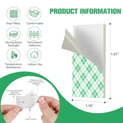 Double Sided Foam Tape Pads, 48Pcs Double Coated Pre-Cut Rectangles Mounting, 2mm Thick Heavy Duty White Polyurethane Foam with High Tack Adhesive for Crafts, Home, Outdoor Signs& Car (50x30mm) - color: 50*30mm Rectangle