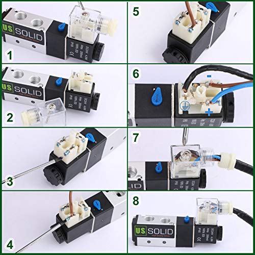 U.S. Solid 1/4 inch NPT 3-Way 2-Position Pneumatic Solenoid Valve DC 24V Aluminum Alloy Normally Closed Pilot Operated