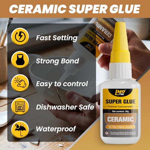 Ceramic Super Glue 2 Pack, Food Safe Ceramic Glue Repair Pottery Porcelain - size: 2oz-thick