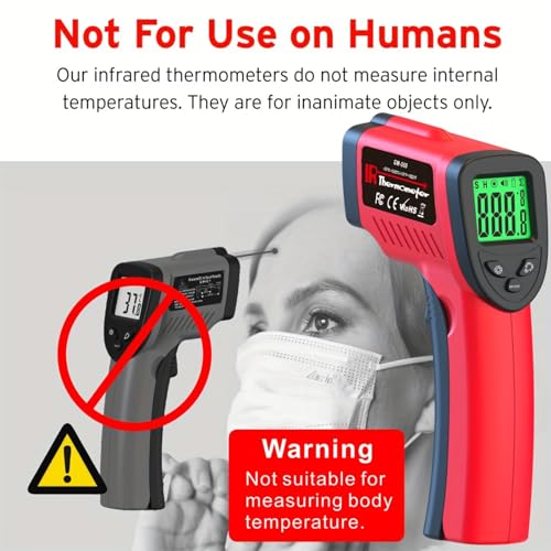 DEASOMIYE Infrared Thermometer Gun, -58℉~1022℉ Laser Thermometer Temperature Gun, Non Contact IR Temp Gun with Adjustable Emissivity for Cooking,BBQ,Fridge,Grill,Pizza Oven,HVAC,Engine(Not for Human) - color: Red