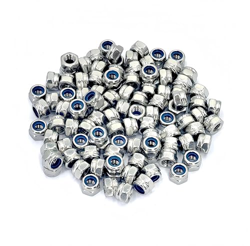 100Pcs M3x 0.5mm Nylon Insert Hex Lock Nuts, 304 Stainless Steel Locknuts,Silver Tone - color: Silver, size: M3x0.5