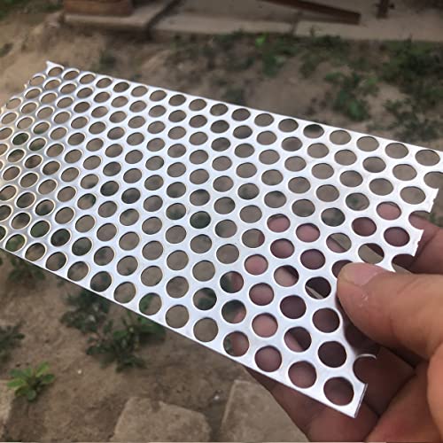 19 Gauge Perforated Metal Sheets 7.8"x3.9" Expanded Metal Mesh Opening 40% Hole 8mm 0.32"(About 1/3") Perforated Stainless Steel Sheet 304 Stainless Steel Mesh Screen Panel Decorati Plate - size: 7.8" X 3.9"