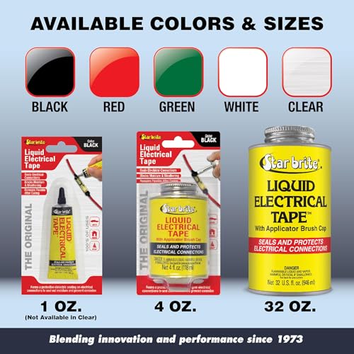STAR BRITE Liquid Electrical Tape - Black, Flexible Electrical Insulation - color: Black, size: 4 OZ Can