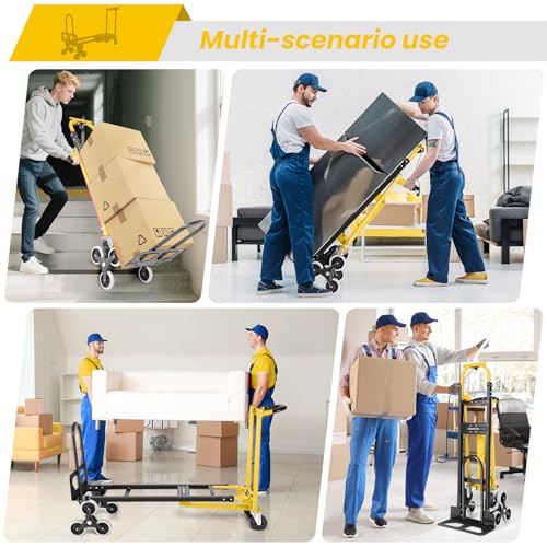 4-in-1 Stair Climbing Cart/Hand TruckDolly,Convertible Platform Cart Yellow - color: Yellow