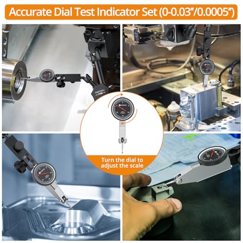 Neoteck 0.03"/0.0005" Dial Test Indicator with 132lbs(60kg) Magnetic Base - color: Black, size: 132lbs/60kg