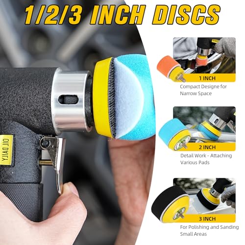 SI FANG 1'' 2'' 3'' Mini Random Orbital Air Sander Kit, Pneumatic Polisher - style: 1"2"3" Buffer&Sander Kit