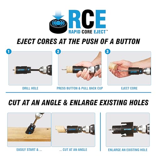 Spyder 27-Piece TCT and Bi-Metal Hole Saw Kit with Hex8 and Hex10 Rapid Core Eject Arbor System and HSS Pilot Bits - size: 27-Piece
