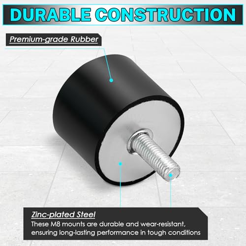 NATGAI 4 PCS M8 x 1.5 in Rubber Isolator Mounts 40 x 30mm