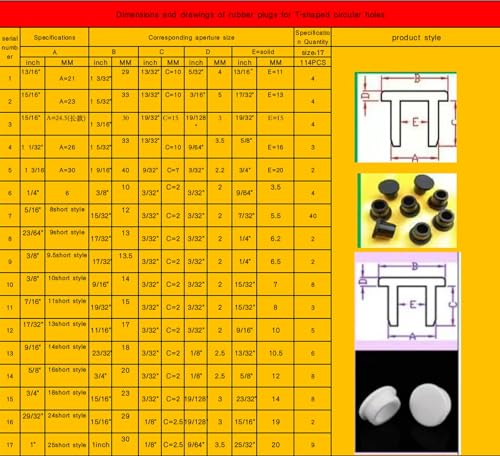 ANXUYIXIN17 Size 114PCS Circular Silicone Rubber Hole Plug(17114)
