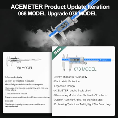 Digital Caliper 6 Inch Measuring Tool Stainless Steel Vernier Caliper Digital Micrometer with Large LCD Screen,Auto-Off Feature, Inch/Millimeter/Fraction Conversion Measuring Tool Caliper