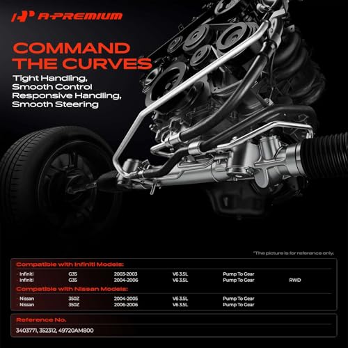 A-Premium Power Steering Pressure Hose Line Assembly, Pump To Gear