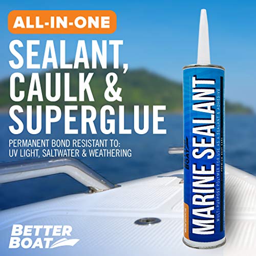 Marine Sealant and Adhesive, Waterproof Marine Grade Caulk, High Temp - color: White, size: 10 oz