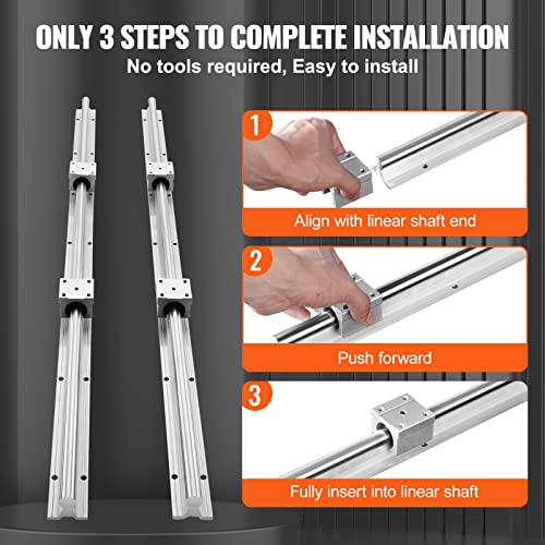 VEVOR Linear Rail Slide SBR20-1200mm 2 PCS and 4 PCS SBR20UU Slide Blocks Linear Guide Rail and Bearings Kit for Automated Machines DIY Project CNC Router Machines - size: SBR 20-1200mm