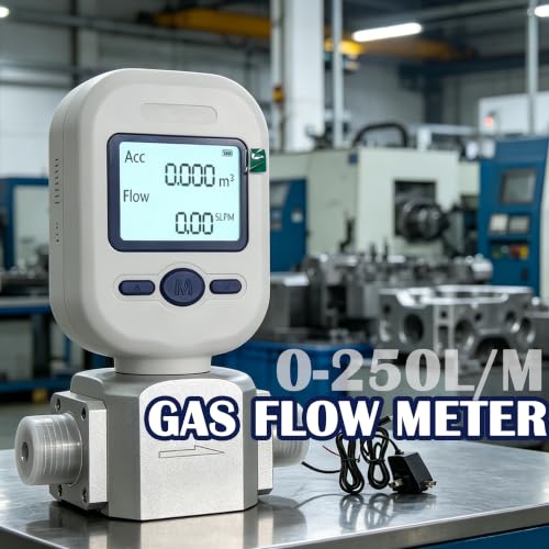 Digital Gas Mass Flow Meter 0-250L/m Air Flow Meter Sensor Oxygen, Nitrogen, Air Flow Tester Portable Gas Flow Meter Tester MF5712 Gas Flow Meter