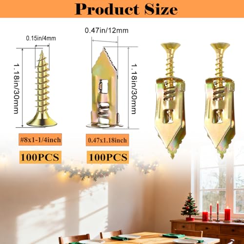 Self Drilling Drywall Anchors and Screws Kit, 200PCS - color: 200PCS-0.47x1.18 inch