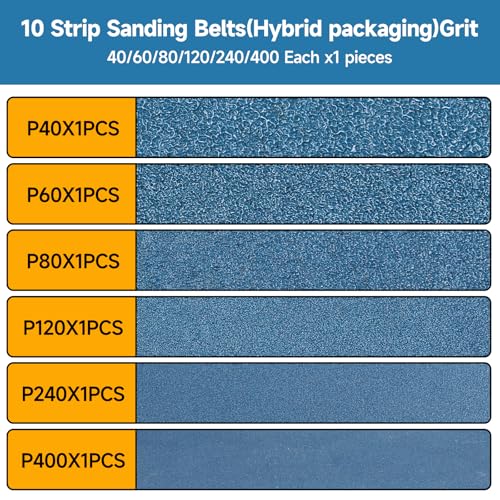 6-Piece Premium 2 x 42 Inch Zirconia Sanding Belts 40-400 Grit - color: Mix Grit, size: 2 x 42 Inch