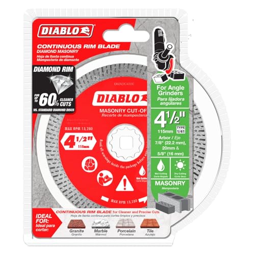Diablo Diamond Continuous Rim Masonry Cut-Off Disc - 4-1/2" Diameter - size: 4-1/2"