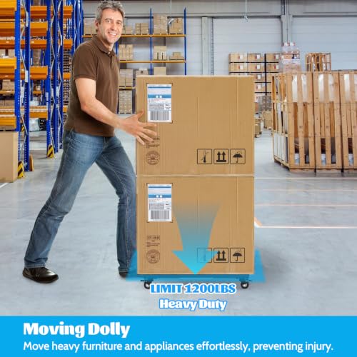 Furniture Dolly, Adjustable Moving Dolly Heavy Duty 1200 Lbs Load Capacity, Iron Furniture Movers Cart with 4 Lockable Swivel Casters for Easy Moving Washing Machine Refrigerator Dryer