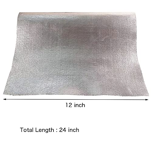 Adhesive Backed Heat Shield Aluminum Backed Aluminized Self Adhesive Heat Shield Material 12'' X 24’',Fiberglass Thermal Insulation Material High Temp Protection - color: Silver, size: 12 x 24 Inch
