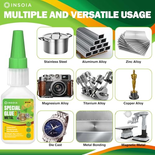 INSOIA Super Metal Glue Clear, 20g, Strong Bond, with Precision Tips