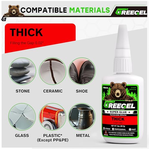 Liquid Thick Super Glue 1 oz + 3g Gel Glue for Large Gaps, Clear CA - color: Thick Viscosity, size: 1 oz