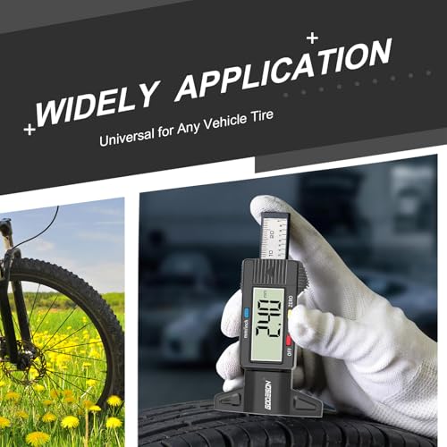 GODESON Digital Tyre Tread Depth Gauge UK,0-25.4 Mm Inch Tyre Guage Digital with Large LCD Display and Tire Tread Depth Measuring Tool for Cars,Trucks,Moto
