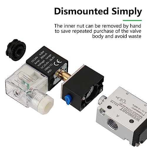 Wengart Pneumatic Solenoid Valve 3V210-08,1/4"PT,AC110V 2 Position 3 Way,Single Coil Pilot-Operated Electric,Work for Versatile and Stable Cylinder Control (DC24V)