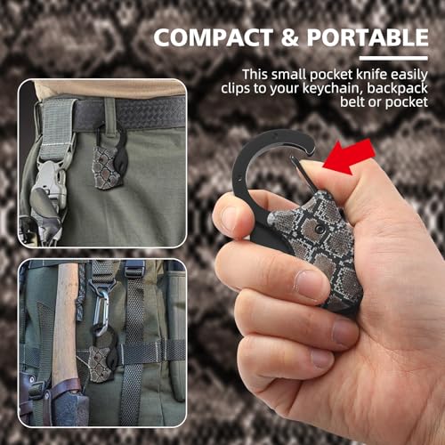 Small Pocket Knife for Women Men, Cool Folding Knife Box Cutter, Folding Utility Knife with 1.38''Sharp Blade, Mini EDC Knives for Everyday Carry, Ideal Gifts for Men(Snakeskin Pattern) - color: Snakeskin Pattern