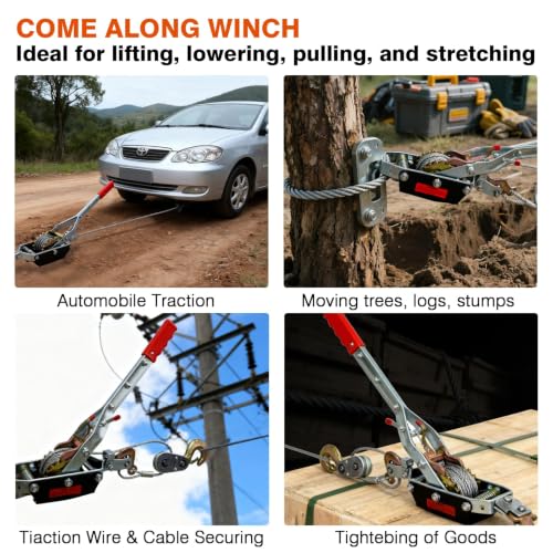 11000lbs Come Along Winch,5T Pulling Capacity,12ft Steel Cable - size: 5 Ton
