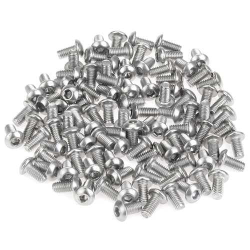 105 Pieces M3 x 6mm Button Head Socket Cap Screws, Thread Pitch 0.5mm, Sutemribor M3 Screws, 304 Stainless Steel, Fully Threaded, Silver - size: M3 x 6mm, style: Button Head