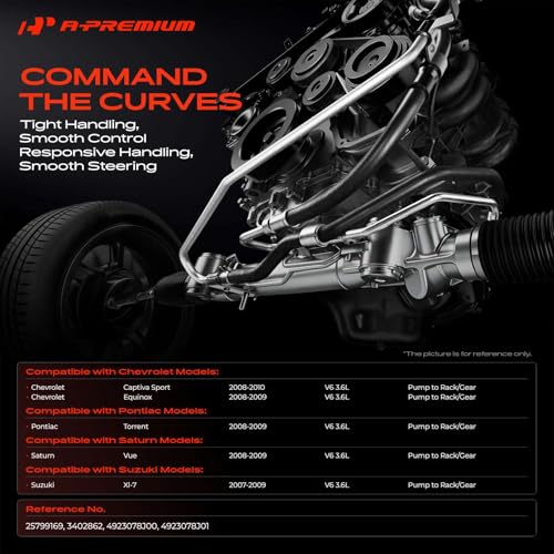 A-Premium Power Steering Pressure Hose Line Assembly, Pump to Gear/Rack