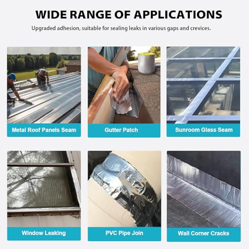 Butyl Roof Repair Tape, Waterproof Sealing Aluminum Foil Tape - size: 2 in x 16 ft (W x L)