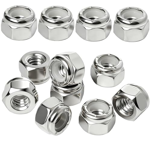 1/4-20 Lock Nut Nylon Insert Hex Locknuts Locking Hex Nuts 304 Stainless Steel 60pcs - size: 1/4-20