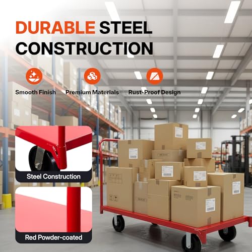 Platform Truck 1,600lbs Load Capacity - 48"x24" Flatbed Cart, 6" Phenolic Casters, Heavy Duty Dolly, Furniture Dolly, Utility Cart, Moving Cart, Carritos para Cargar Cosas