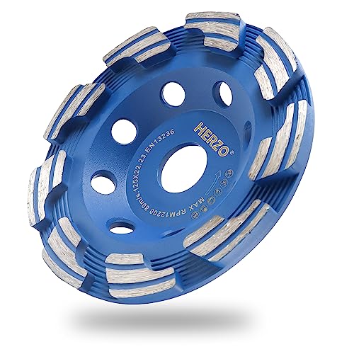 HERZO Diamond Concrete Cup Wheel 5 Inch, Grinding Cup Wheel for Stone Concrete Surface, Cement, Marble, Rock, Granite, and Thinset Removing, Angle Grinder Wheels Cup - size: 5 Inch New Version