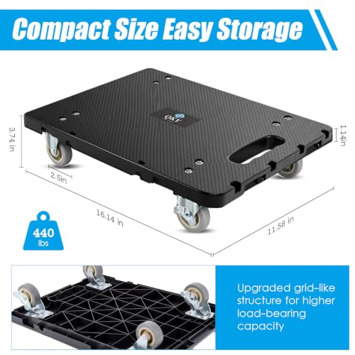 Furniture Dolly 2 Pack Add-On, Connectable Moving Dolly with Wheels